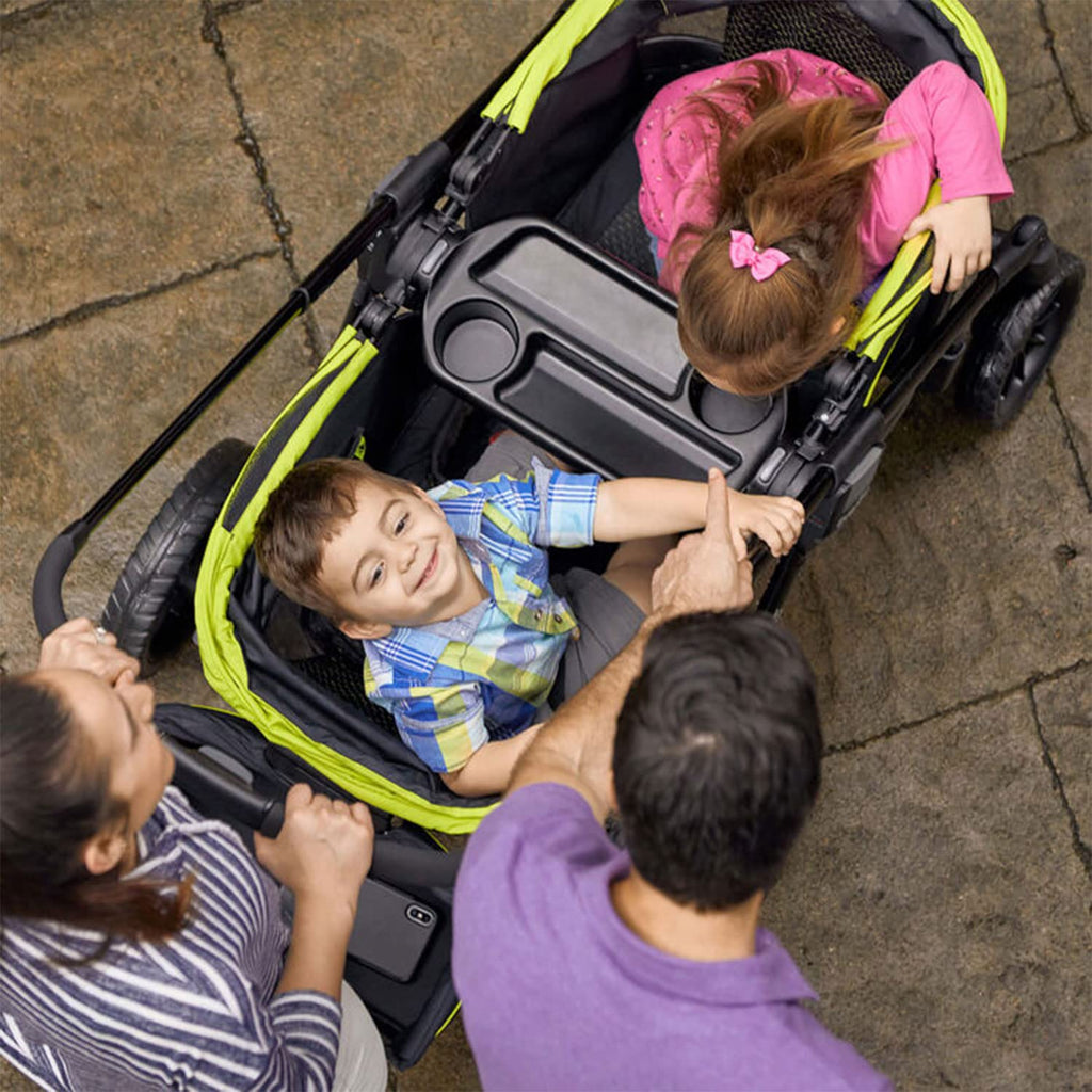 2-in-1 All-Terrain Baby Stroller Wagon With Canopy And Storage - Gray