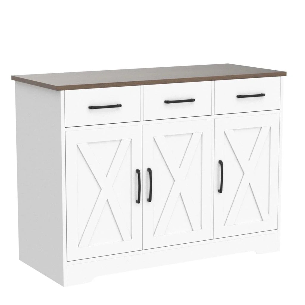 HOSTACK Sideboard Buffet Cabinet, White, 15.2in D x 42.5in W x 31.9in H