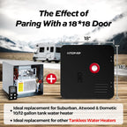 KINGRVER RV Tankless Propane Water Heater, DC 12V, 65,000 BTU, Without Door - 12.7in x 12.7in