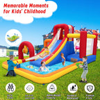 Hongcoral Inflatable Water Slide Bounce House, 10 In 1 With Blower, 2 Slides, 168.1in L x 111in W x 85.4in H - HSHUS-P01