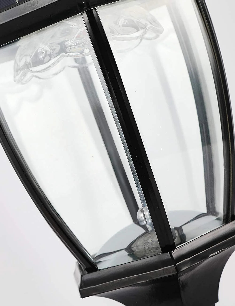 GYDZ 2-Head Outdoor Solar Lamp Post Light, Black, 7 ft 2 in High x 25.2 in Wide
