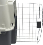 SportPet Designs Plastic Airline Approved Rolling Dog Kennel With Wire Door, XXX-Large, Gray, 48in L x 32in W x 36in H