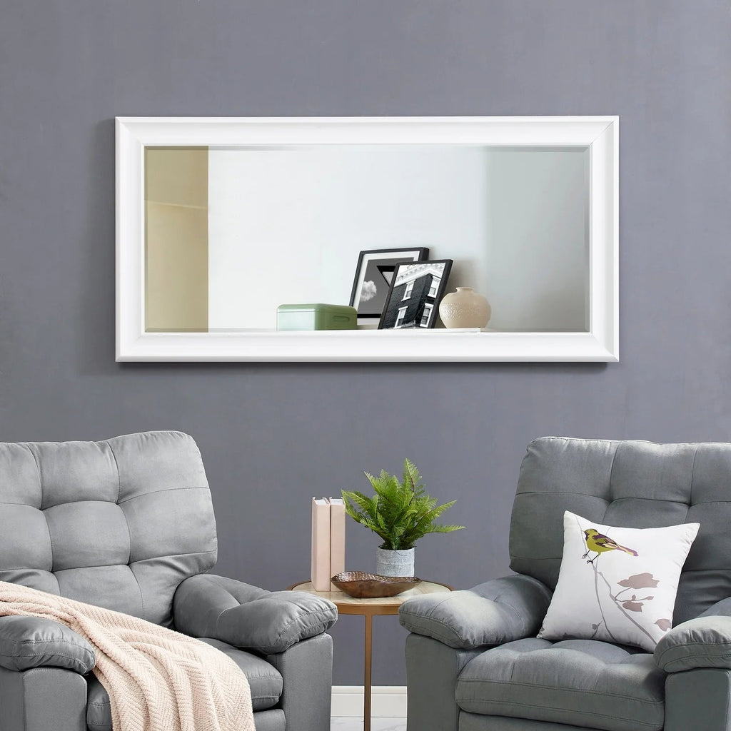 Full Length Oversized Rectangle Wall Mirror With Smooth Faux Wood Frame