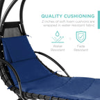 Best Choice Products Outdoor Hanging Steel Chaise Lounge Chair With Canopy, Charcoal Gray - SKY5871