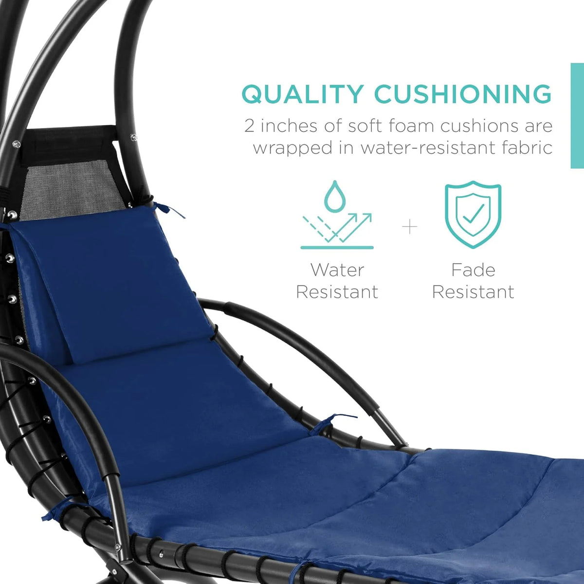 Best Choice Products Outdoor Hanging Steel Chaise Lounge Chair With Canopy, Charcoal Gray - SKY5871