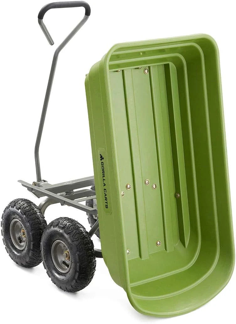 Gorilla Carts Utility Garden Cart, 4 Cubic Feet, 600 Pounds, Pneumatic Tires