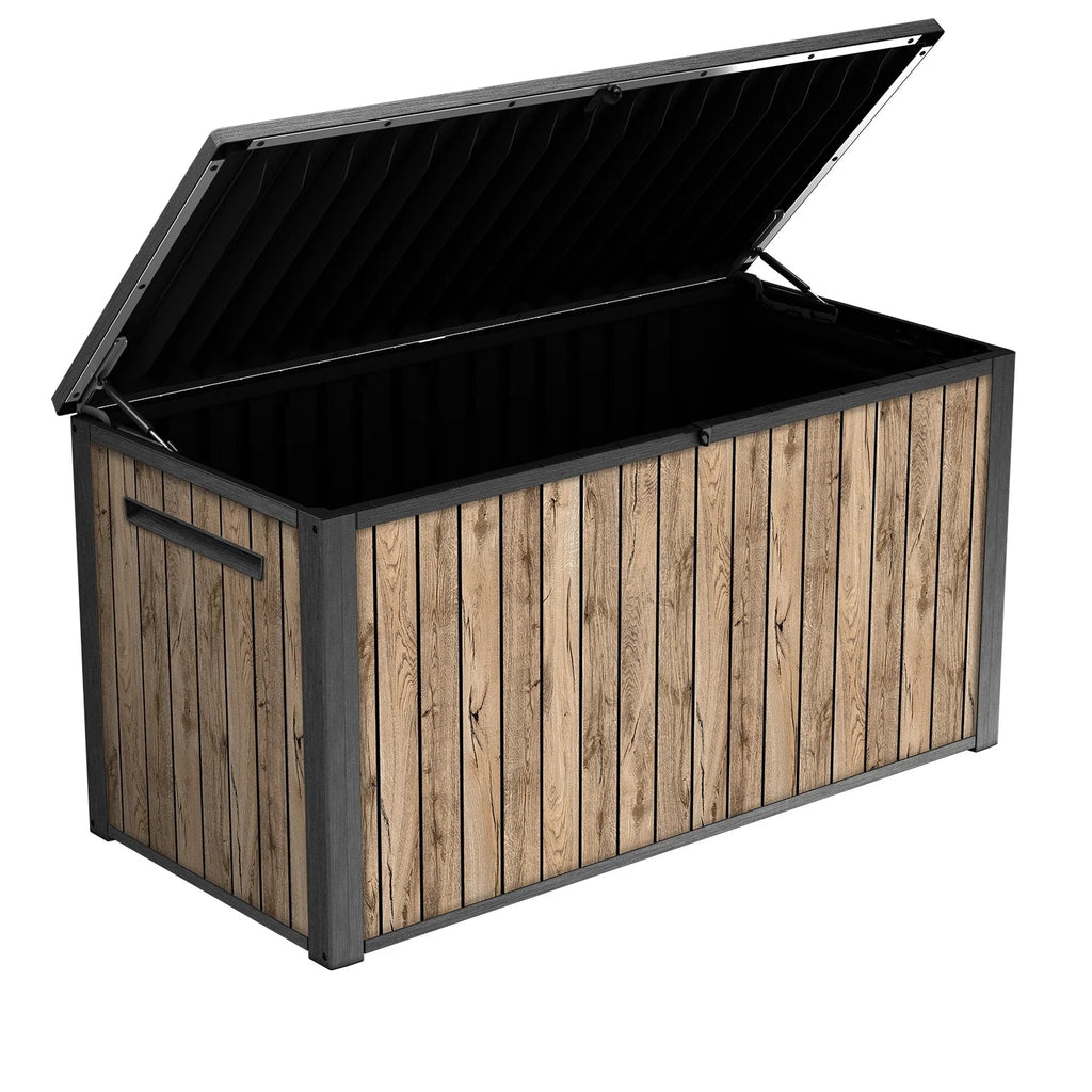 Keter 170 Gallon Durable Resin Outdoor Deck Box Storage, Pine