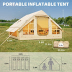 ABORON 6 Person Inflatable Camping Tent With Pump, 10ft x 7ft, Oxford - 4 Season