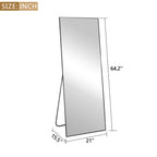 Full-Length Floor Mirror 64x21, Aluminum Alloy Frame With Stand And Wall Mount Option