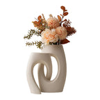 Ceramic Interlocking Tube Decorative Vase, Matte - 21 cm