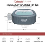 Coleman SaluSpa Inflatable Hot Tub, 71 x 71 x 28 Inches, 114 AirJets - 15442