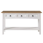 Solid Pine Wood Console Table With 3 Drawers - 47.99in W x 12.64in D x 28.82in H