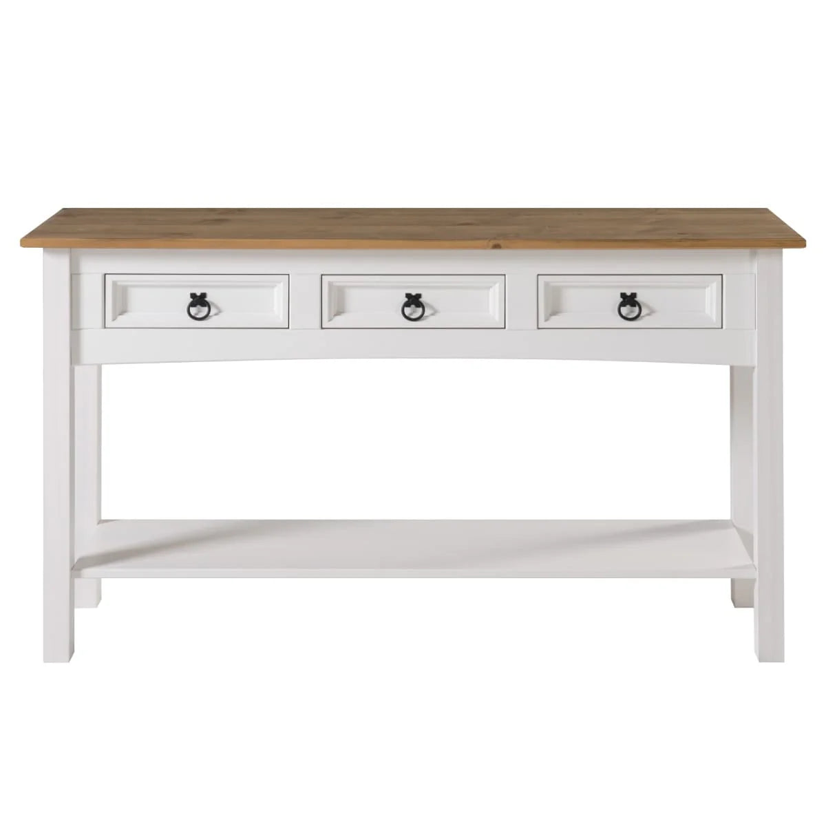 Solid Pine Wood Console Table With 3 Drawers - 47.99in W x 12.64in D x 28.82in H