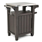 Keter Unity Outdoor Storage Table And Cabinet, 40 Gallons, Espresso Brown