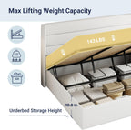 Queen Size Lift-Up Storage Bed With Wingback Headboard, Upholstered Platform Bed Frame With Hidden Storage