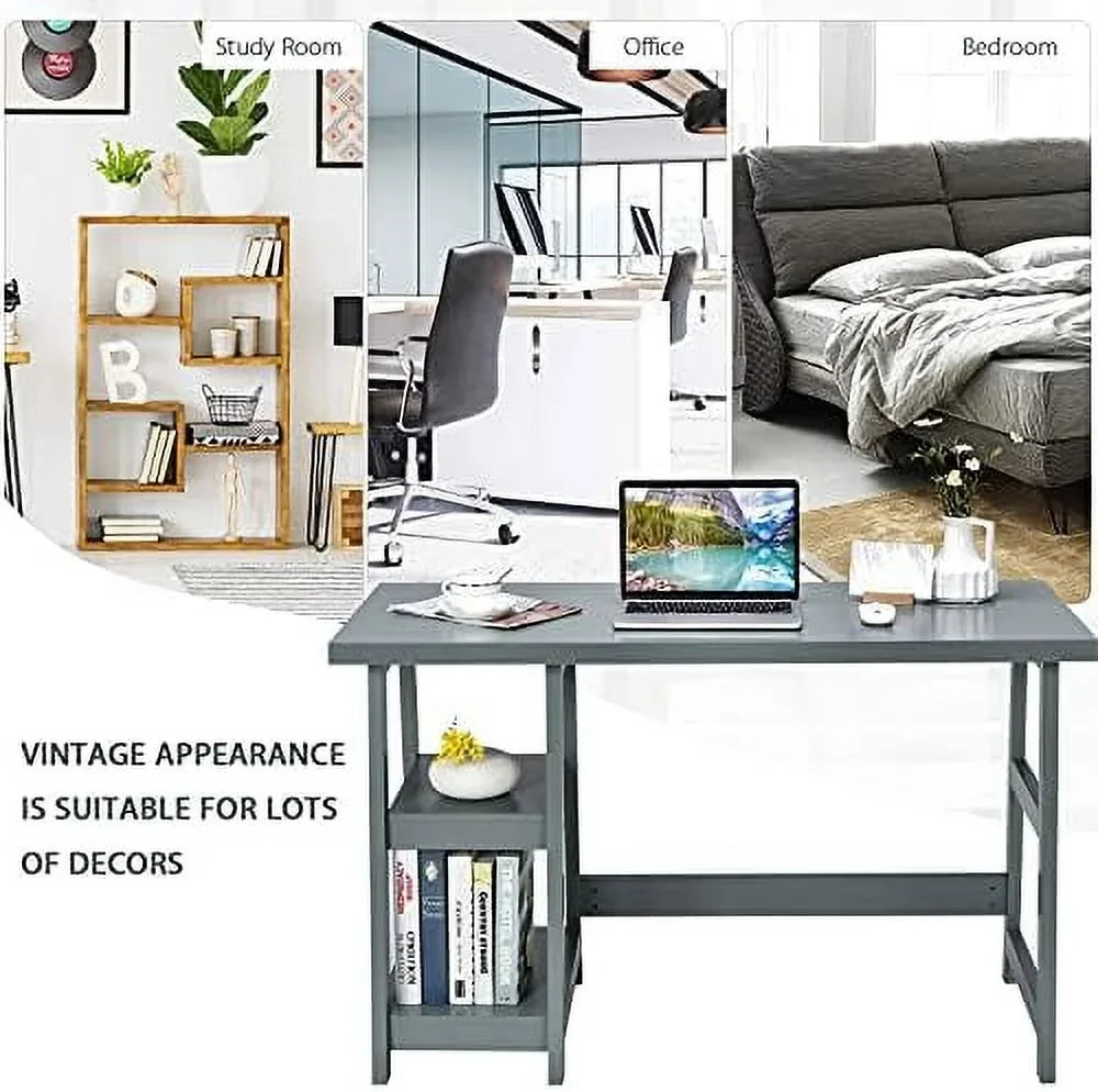 ASDRFYU Computer Desk With Shelves, 47.5in X 20in