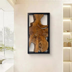 Live Edge Teak Wood Wall Sculpture - 31.4 x 16.9 x 2.36 in or 27.5 x 27.5 x 2.36 in