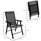 Patio Folding Stackable Outdoor Sling Chairs, 4 Count, Black - 22.87in L x 25.15in W x 37in H