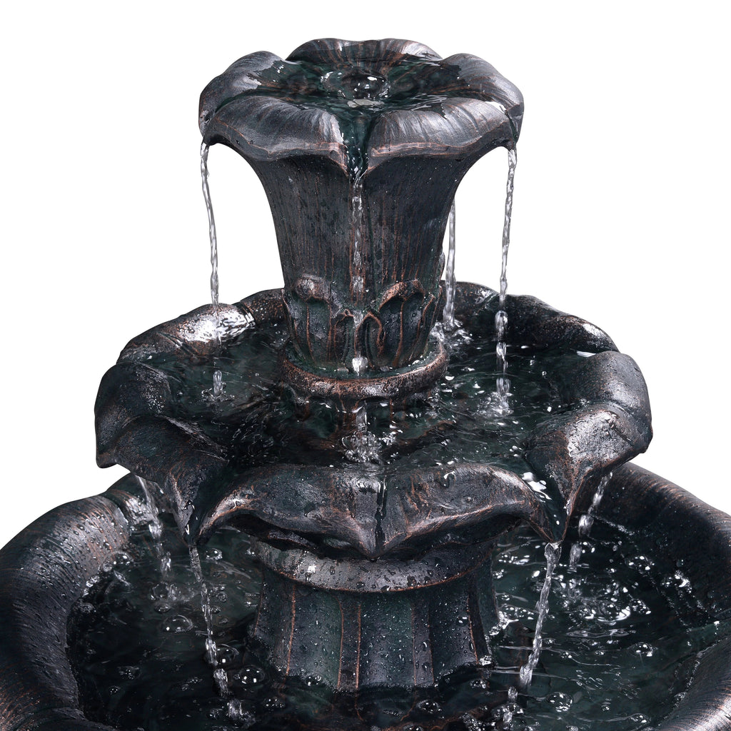 Teamson Home 3-Tier Lily Birdbath Water Fountain, 20.47 in Dia. x 37.8 in H