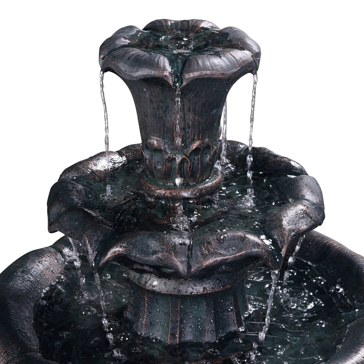 Teamson Home 3-Tier Lily Birdbath Water Fountain, 20.47 in Dia. x 37.8 in H