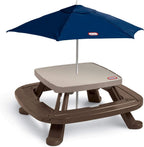 Little Tikes Endless Adventures Fold 'n Store Picnic Table With Market Umbrella, Brown - 632433M