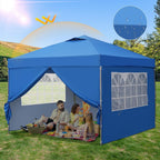 GDY 10x10 Pop Up Canopy Tent With 4 Sidewalls And 4 Sandbags - Blue