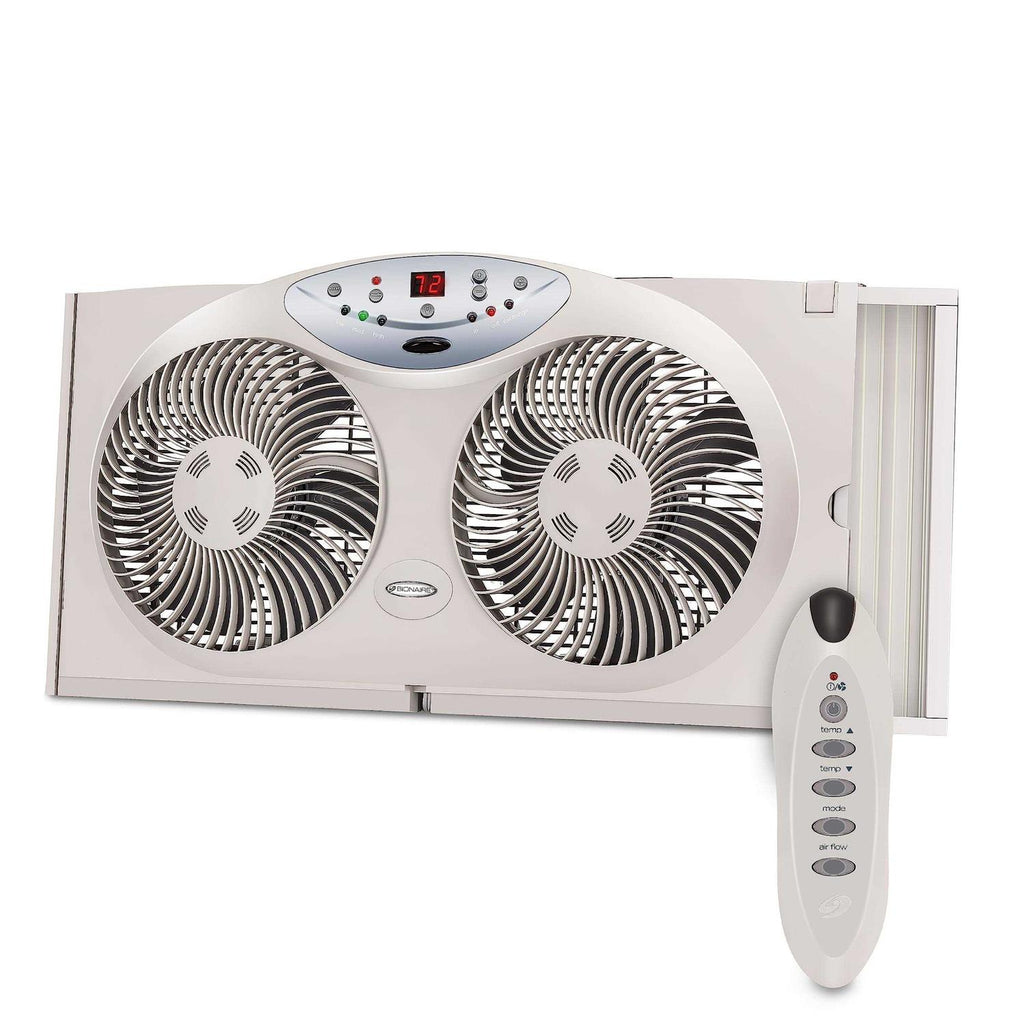 BIONAIRE Twin Reversible Airflow Window Fan With Remote Control - 8.5