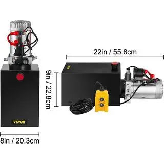12 Qt 12-Volt 3200 PSI Single-Acting Hydraulic Power Pump With Steel Reservoir