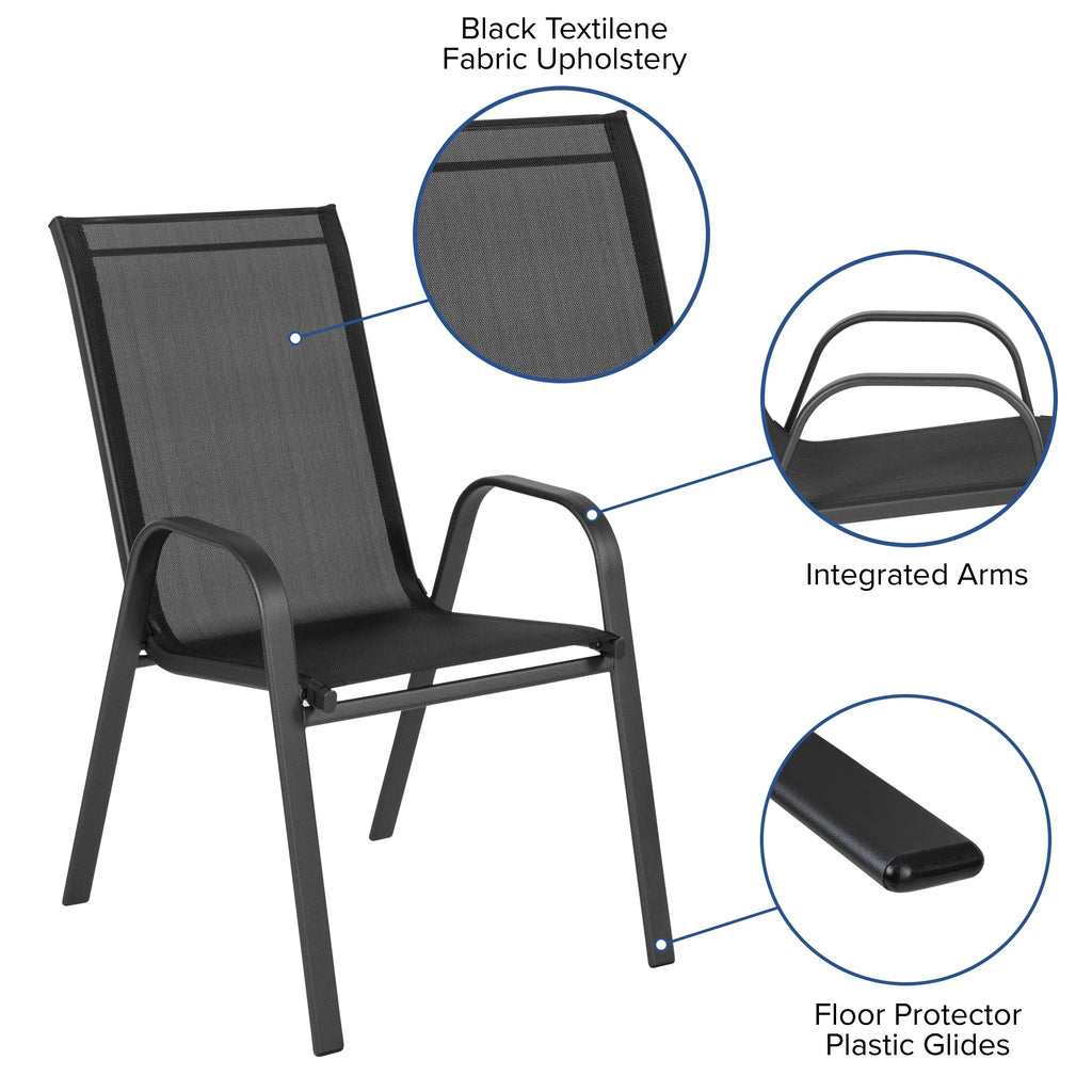 Emma + Oliver Outdoor Stack Chairs, Gray, 4 Pack, 21.25in W x 29in D x 36in H