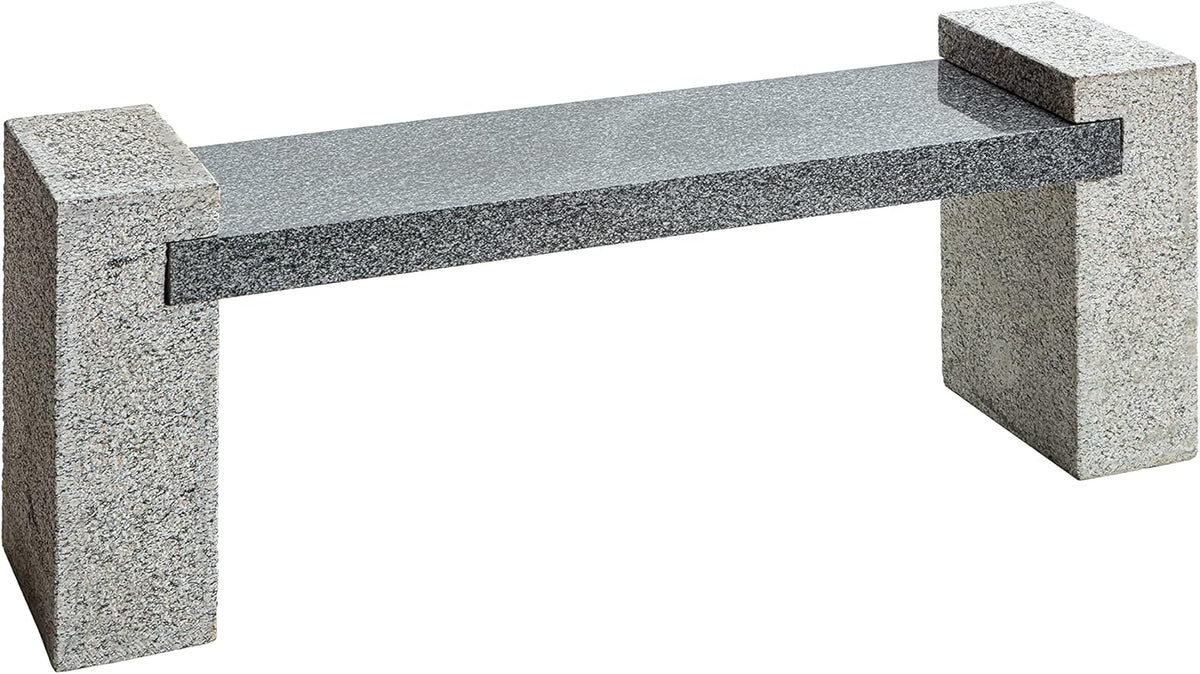 Dehner Gartenbank, 2-Sitzer, Ca. 120 X 45 X 30 Cm, Granit, Hellgrau/Dunkelgrau