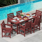 SERWALL 7-Piece HDPE Patio Dining Set, Aruba, 66.9in D x 32.2in W x 29.1in H