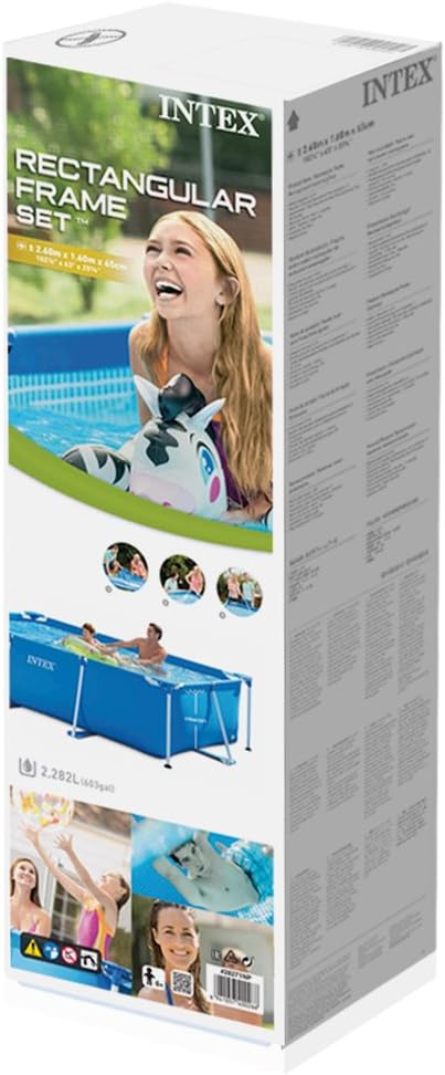 Intex Small Frame Rectangular Pool 260 X 160 X 65 Cm, 2.282 Litros With 300 X 200 Cm Cover - 28271Np/28038