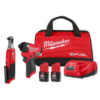 Milwaukee M12 FUEL 12V 3/8 in Ratchet & 1/4 in Impact Driver 2-Tool Kit - 3453-20, 2567-20, 48-11-2420, 48-59-2401