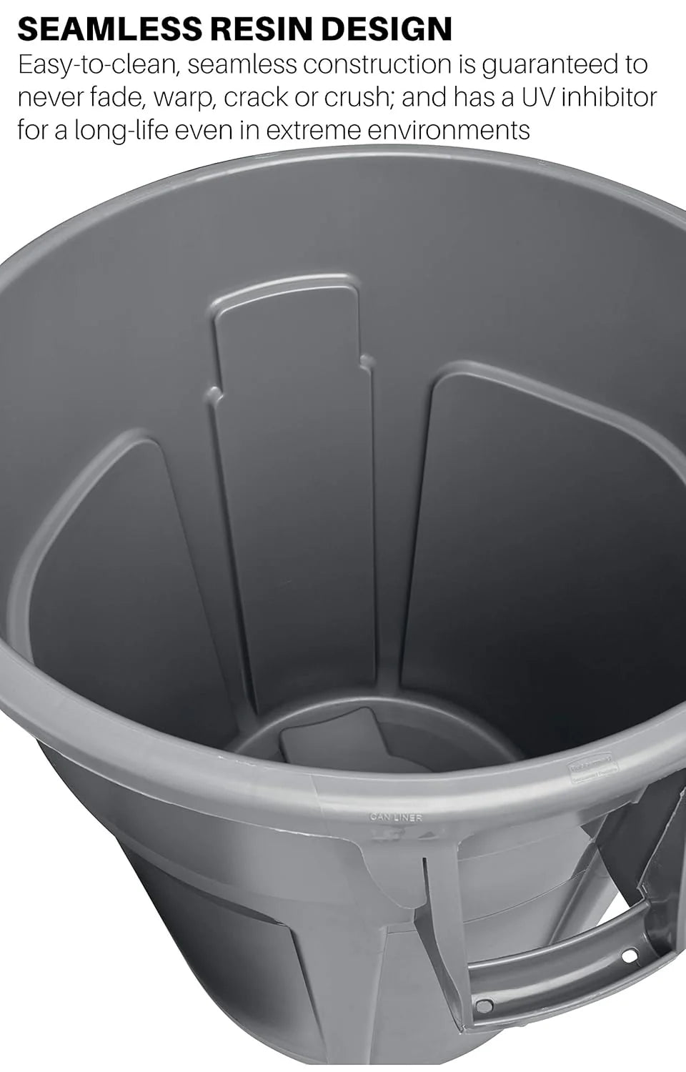 Heavy-Duty Round Trash Can, 20 Gallon, White, 6 Pieces Per Set