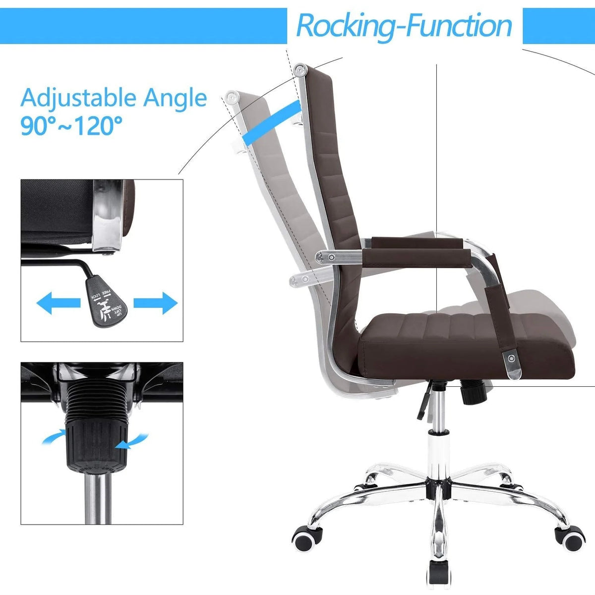 Ergonomic High-Back Office Chair With PU Leather Upholstery And 360-Degree Swivel