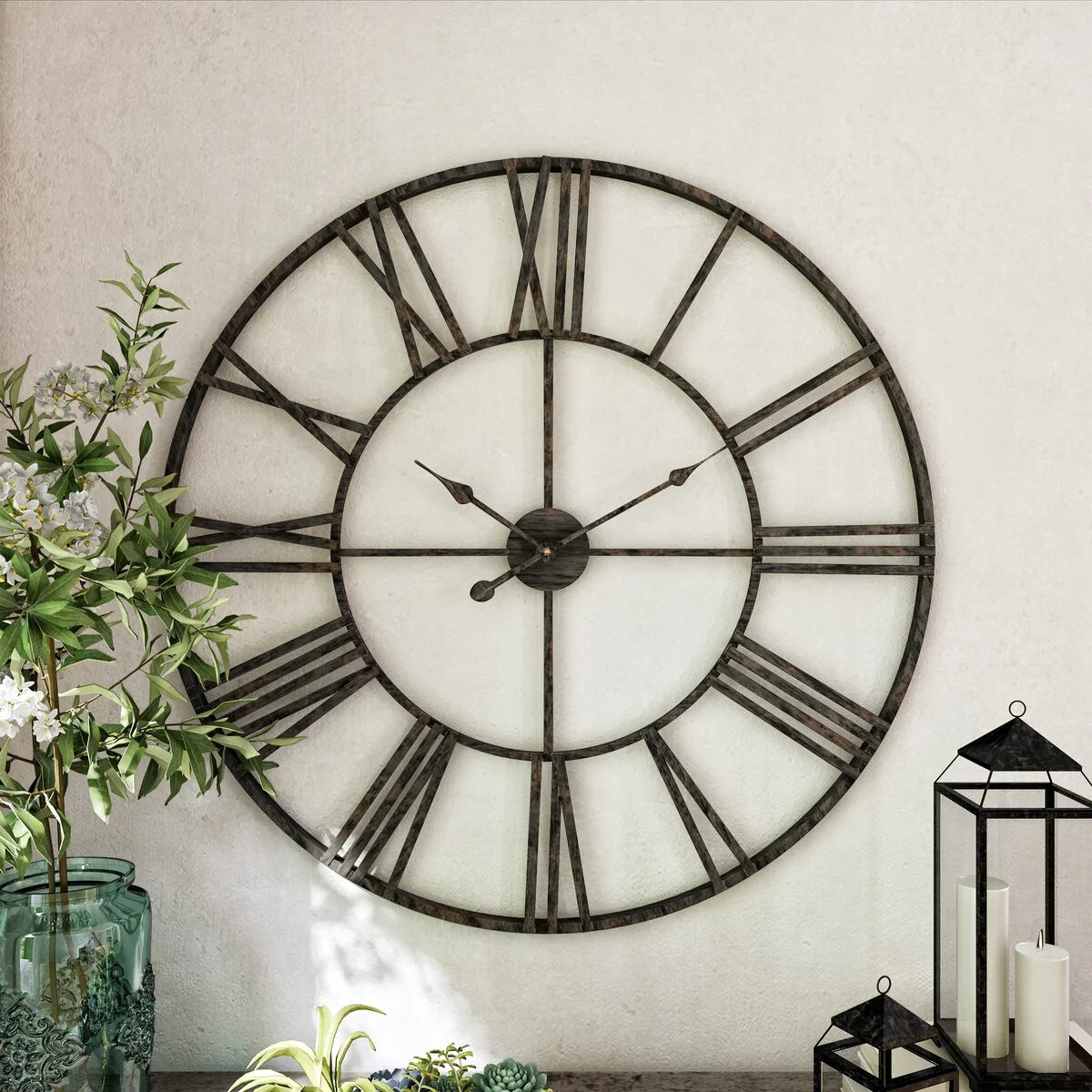 Round Metal Open-Frame Wall Clock