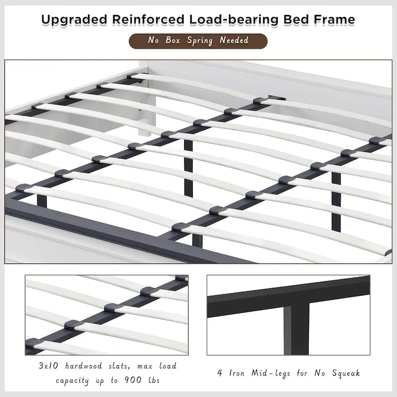 King Engineered Wood Platform Bed Frame With Headboard And 3 Drawers - 86L x 81.5W x 52.5H