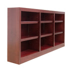 Triple Wide Wood Bookcase, 9 Shelf, 36 Inch Tall, 72 Inch Wide, 10.63 Inch Deep