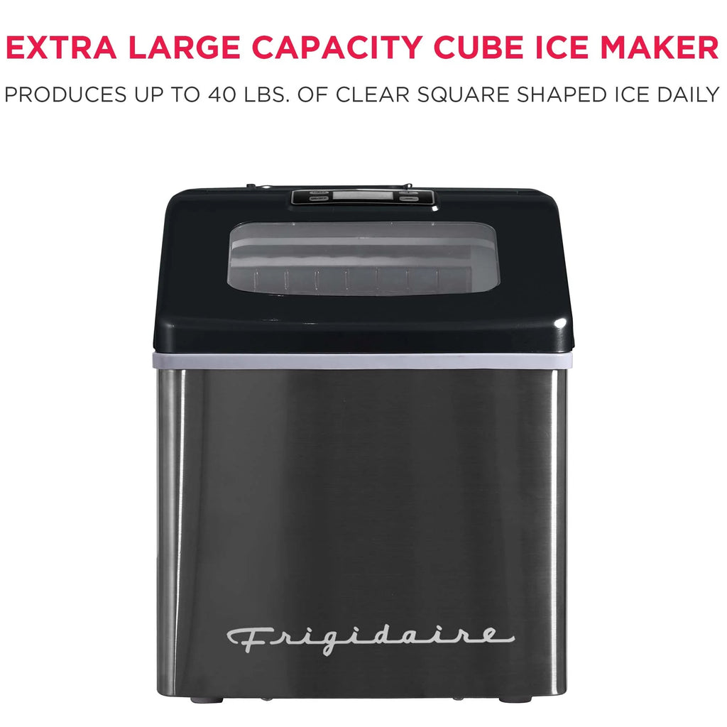 Frigidaire Countertop Clear Square Ice Maker, 40 lbs. Per Day - Stainless Steel