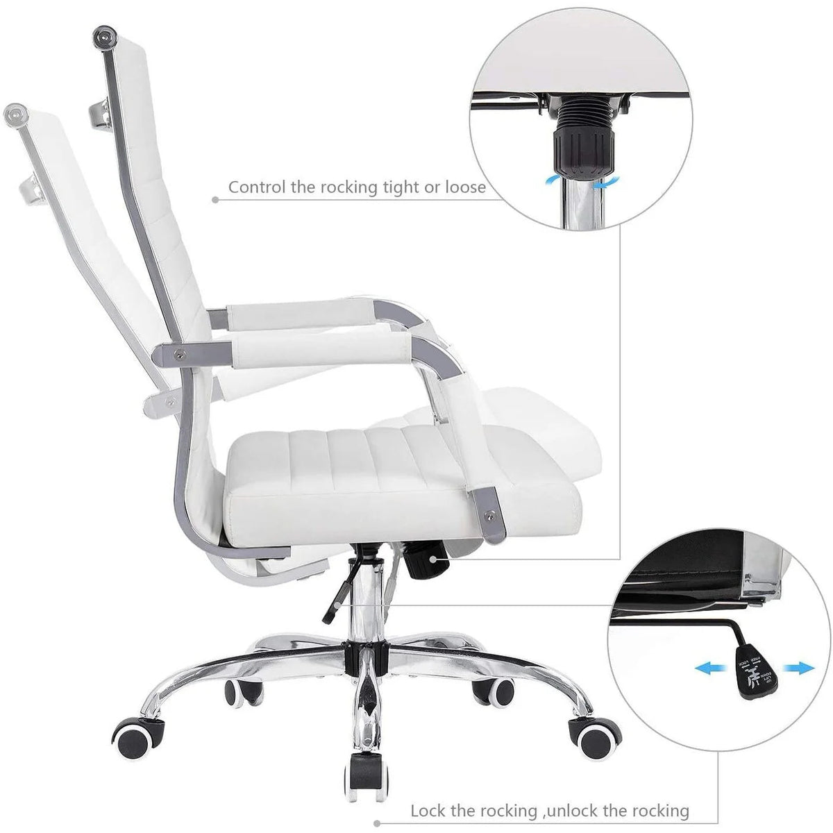 Ergonomic High-Back Office Chair With PU Leather Upholstery And 360-Degree Swivel