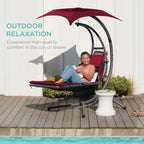 Best Choice Products Outdoor Hanging Steel Chaise Lounge Chair With Canopy, Charcoal Gray - SKY5871