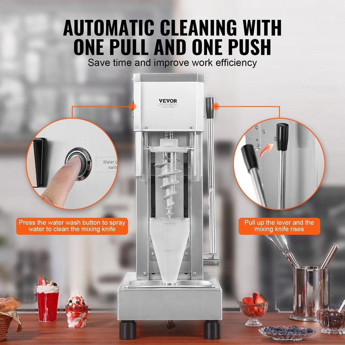 Vevor Ice Cream Blender 750W 1740 RPM 304 Stainless Steel