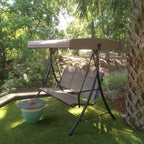 Outdoor Deck Swing, 3-Person, Brown - 122.9D x 195.6W x 178.8H Centimetres
