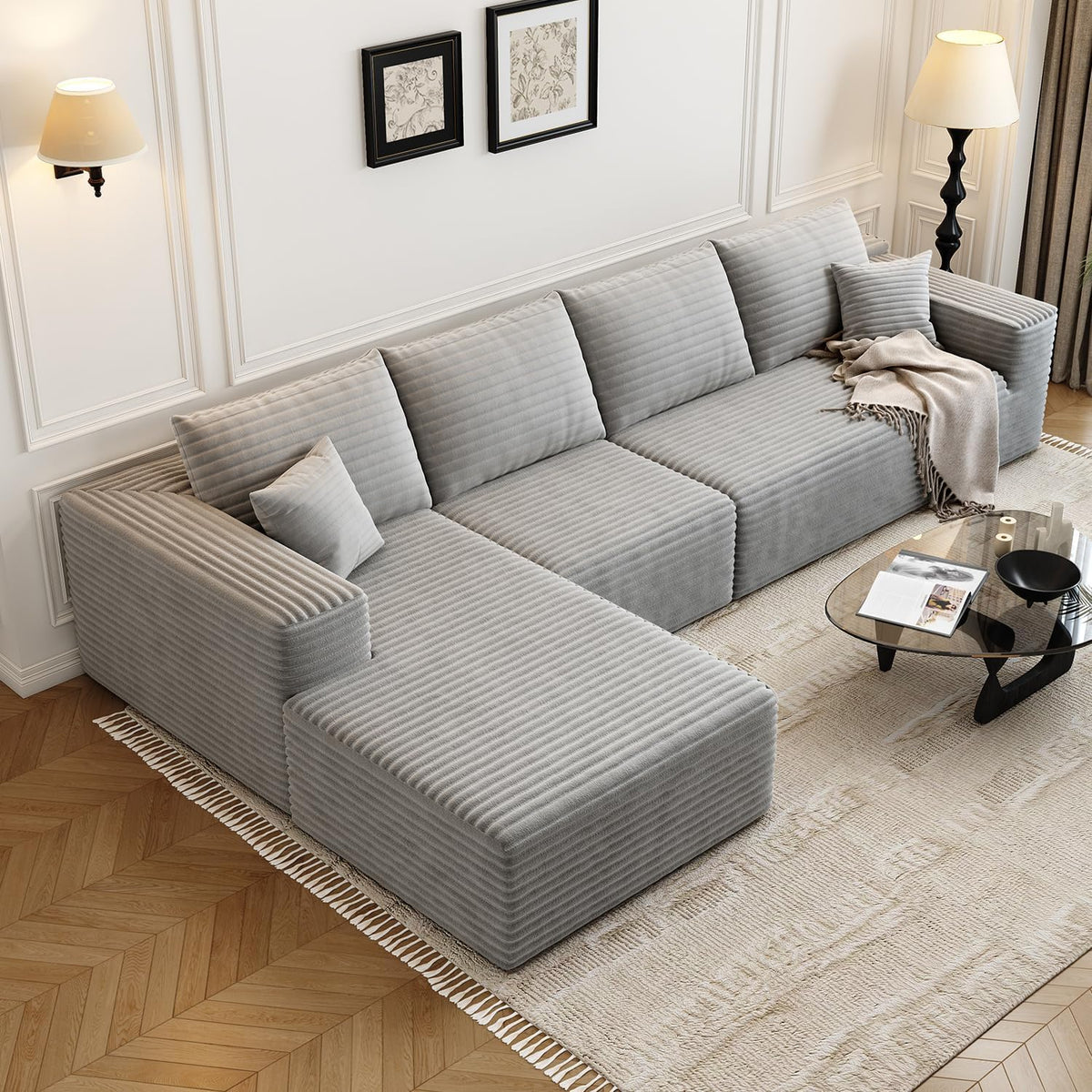 Settab Modular Sectional Sofa, 2 Seater Left-Facing Chaise, Black, 68.9 inch D x 107.5 inch W x 36.3 inch H