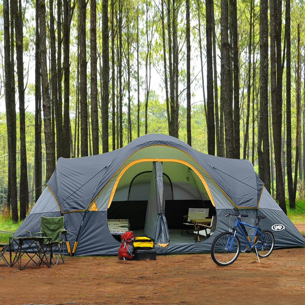 unp 10-Person Camping Tent, 18ft x 9ft x 78in, 2 Rooms, 5 Mesh Windows