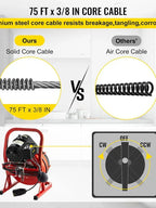 Brand Electric Drain Cleaner Machine, 75 Ft x 3/8 Inch, Fits 1-4 Inch Pipes, 4 Cutters
