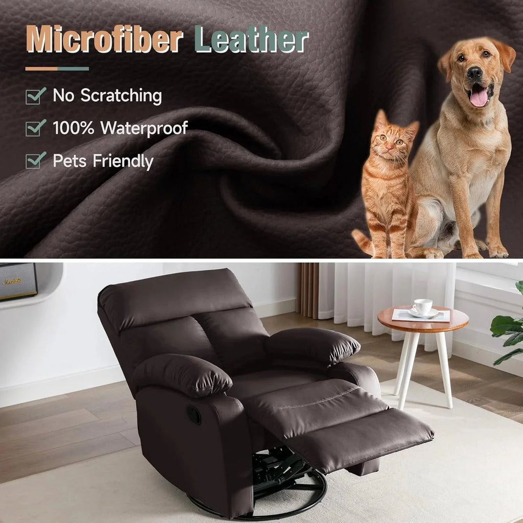 Swivel Rocker Recliner Chair For Compact Spaces - 32in D x 30.2in W x 38.9in H