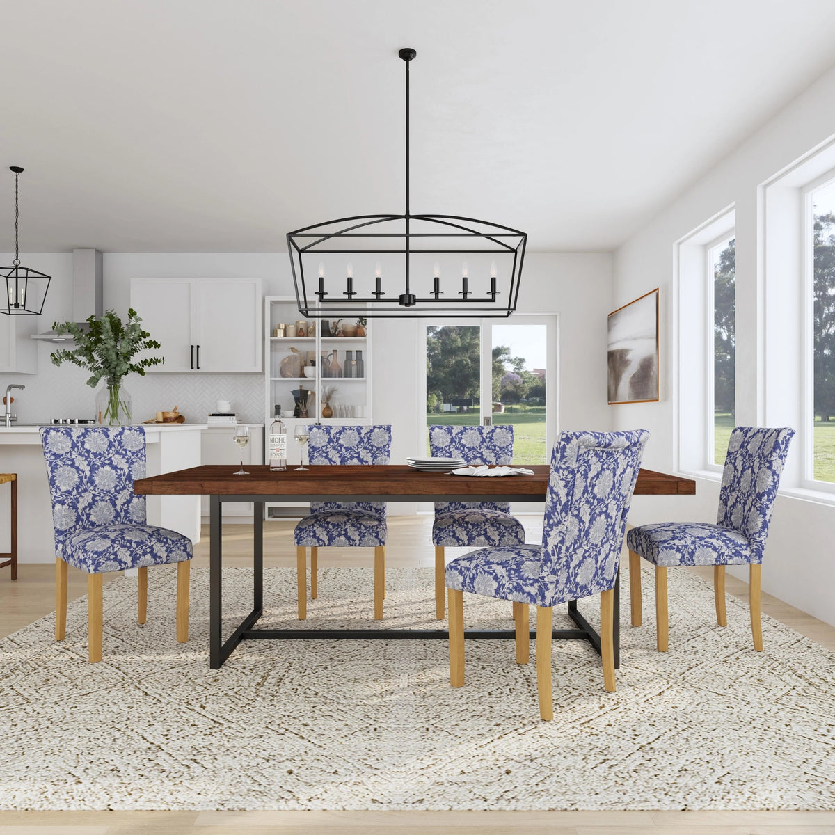 Set Of 2 Upholstered Parsons Dining Chairs, 38 in H x 19 in W x 23.5 in D