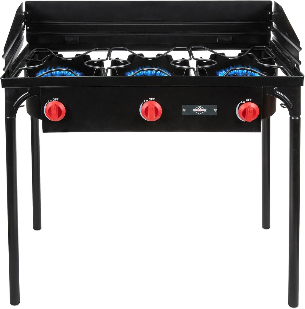 Dual-Burner Portable Propane Gas Stove, 150,000 BTU, Cast Iron