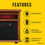 Duraflame Portable Electric Infrared Quartz Heater, 1,000 sq ft, 5,200 BTUs